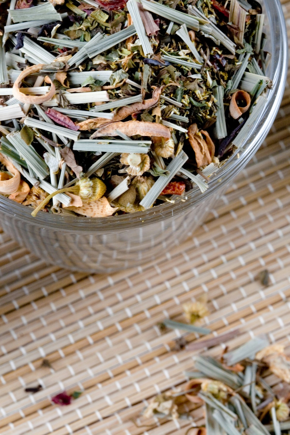 A bowl filled with lots of different types of tea