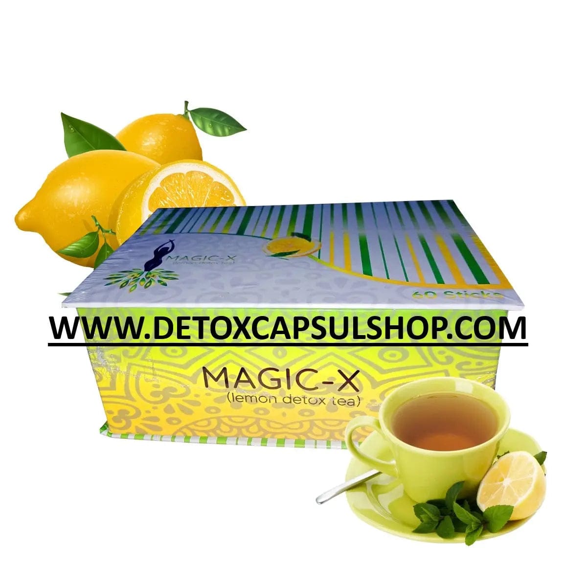 Magic X Detox Lemon Tea – Natural Herbal Slimming 60 Bags | Fat Burn & Refresh natural detox product for weight loss