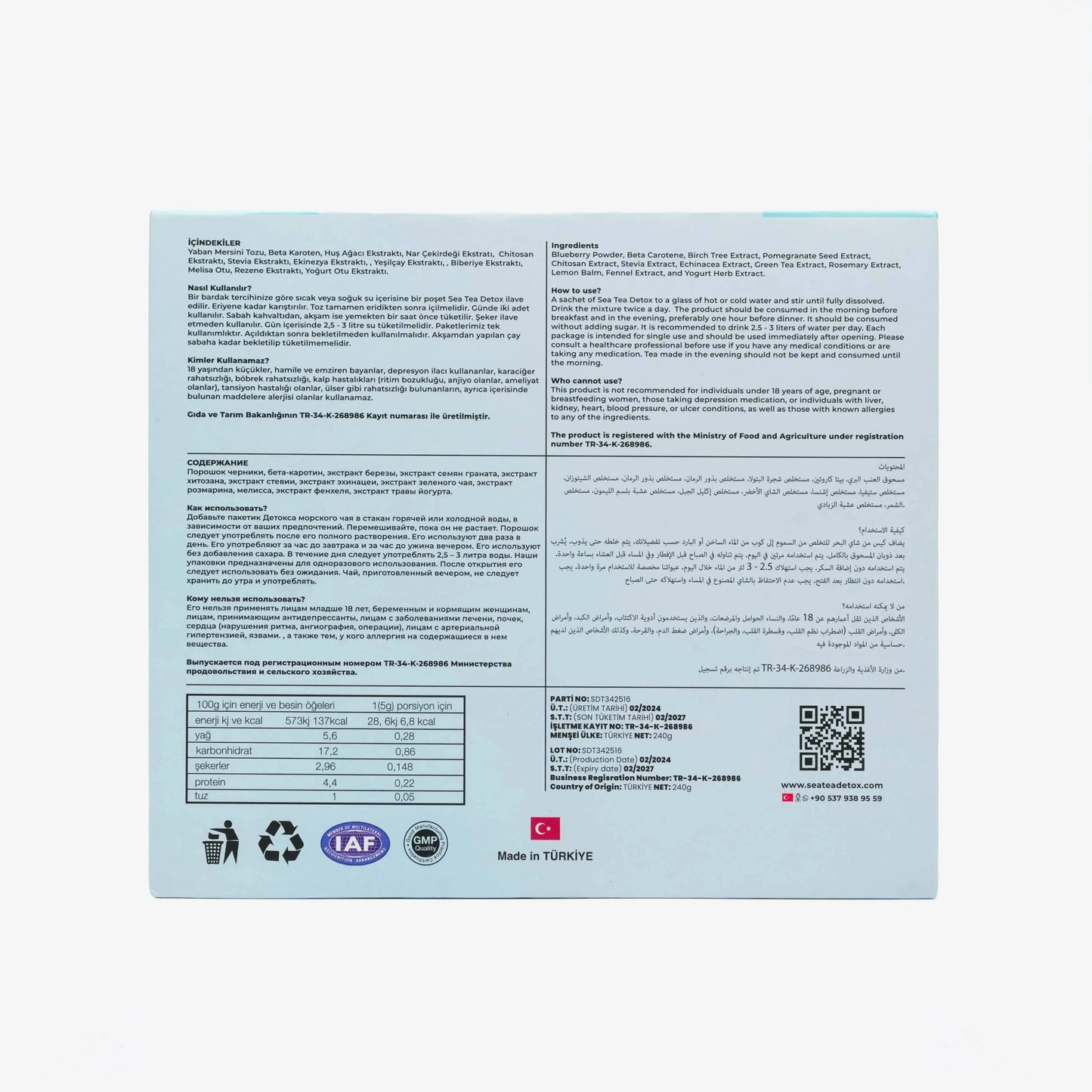 Sea Tea Detox – Natural Herbal Tea (Hot or Cold) 30 Bags | Cleanse & Metabolism natural detox product for weight loss